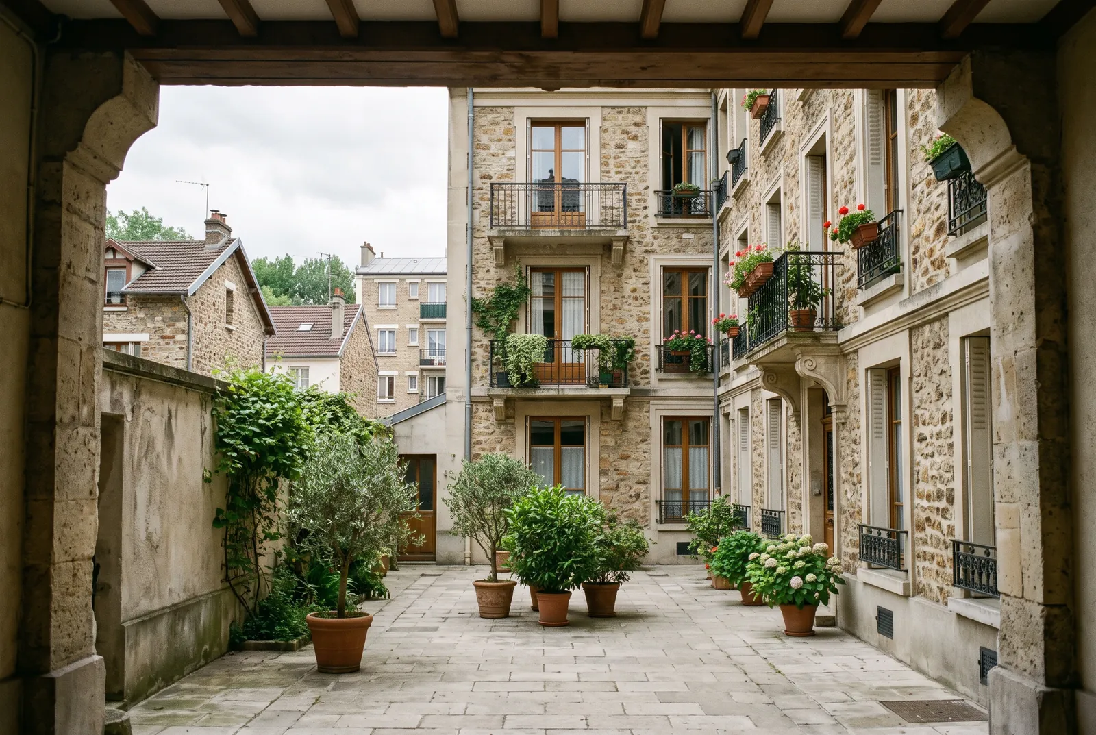 Cour intérieure d'un immeuble à Nogent-sur-Marne